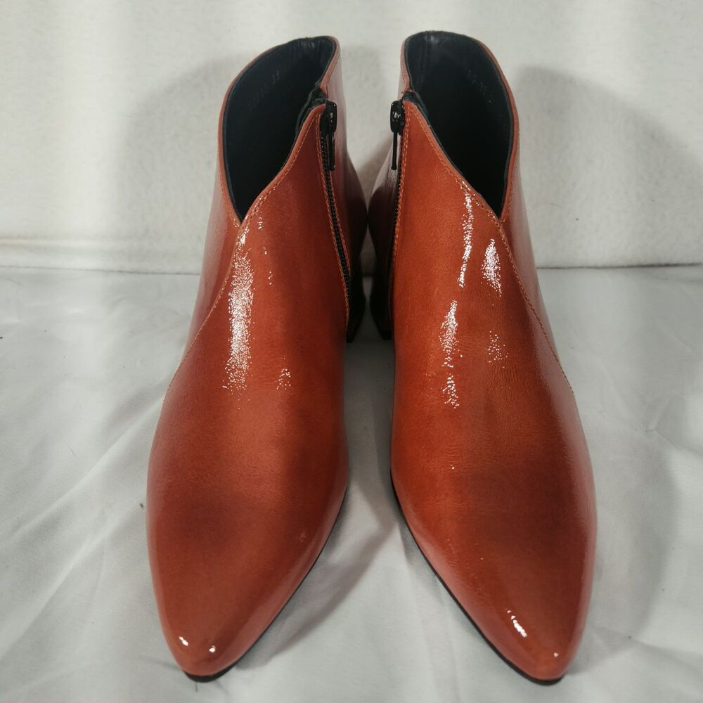 Eric Michael Orangeish Patent Leather Ankle Boots-Size 8
